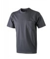 T-shirt James & Nicholson Men's Round-T Pocket JN920 Graphite