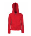 Dames Hooded Sweater full Zip Fruit of the loom rood