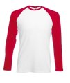 T-shirt Baseball LS Fruit of the Loom 61-028-0 wit-rood